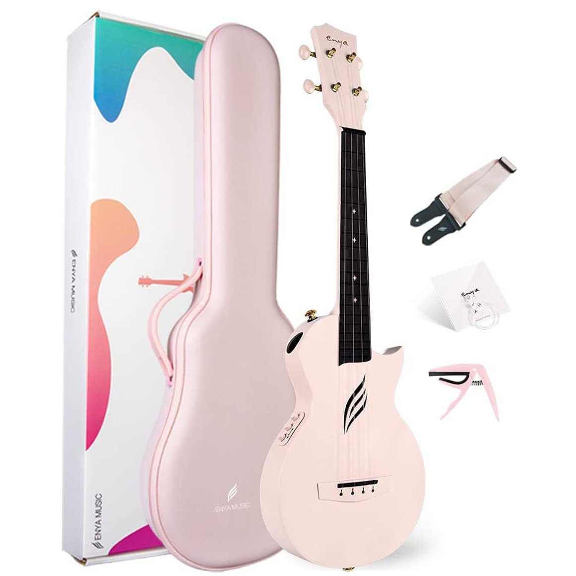 Enya Nova U Carbon Concert Ukulele Electric Pink On Sale Now