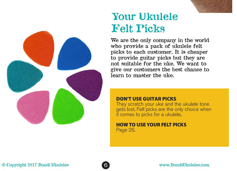 Felt Picks For Ukulele - 6 Pack