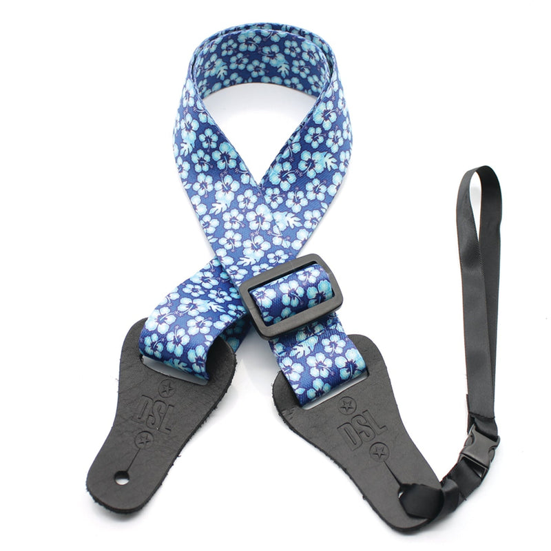 Ukulele Strap - Made in Australia - Hibiscus Blue