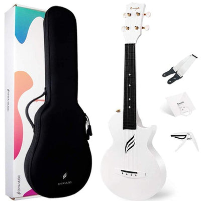 Enya Nova U Carbon Concert Ukulele - Electric - White