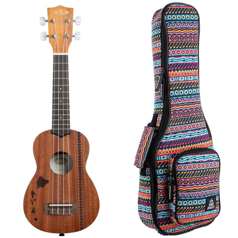 Kala Satin Mahogany Hawaiian Tattoo Soprano Ukulele