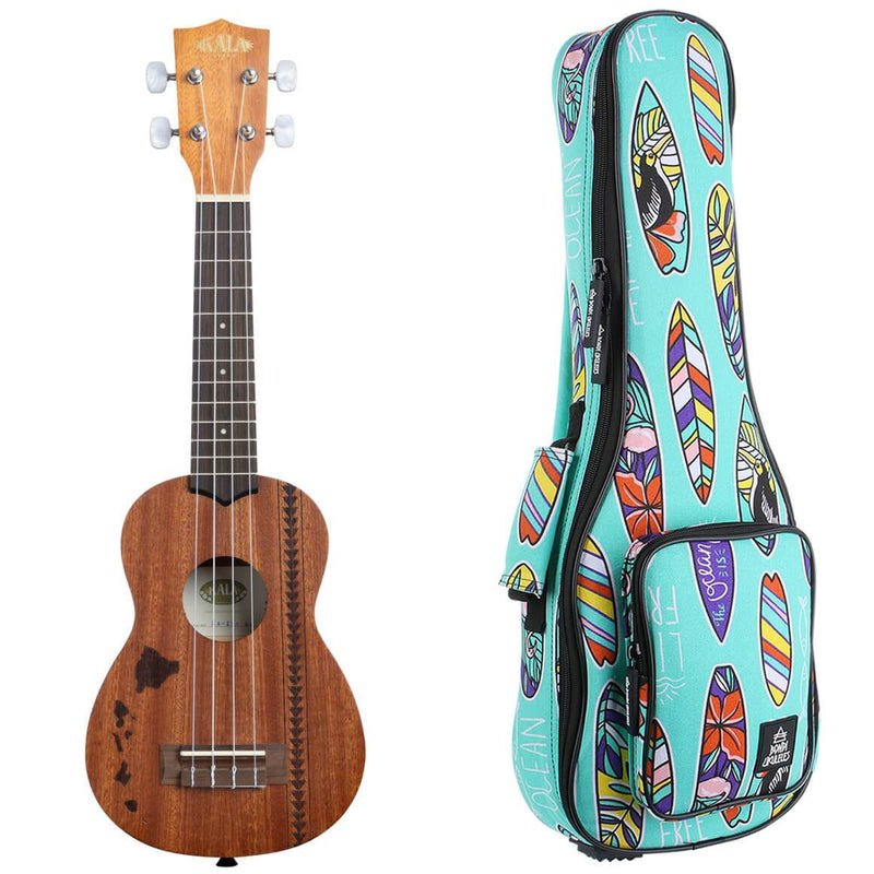 Kala Satin Mahogany Hawaiian Tattoo Soprano Ukulele