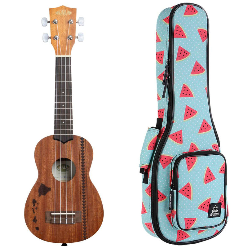 Kala Satin Mahogany Hawaiian Tattoo Soprano Ukulele