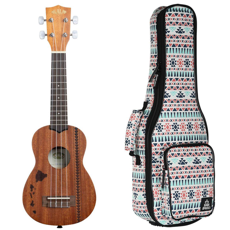 Kala Satin Mahogany Hawaiian Tattoo Soprano Ukulele