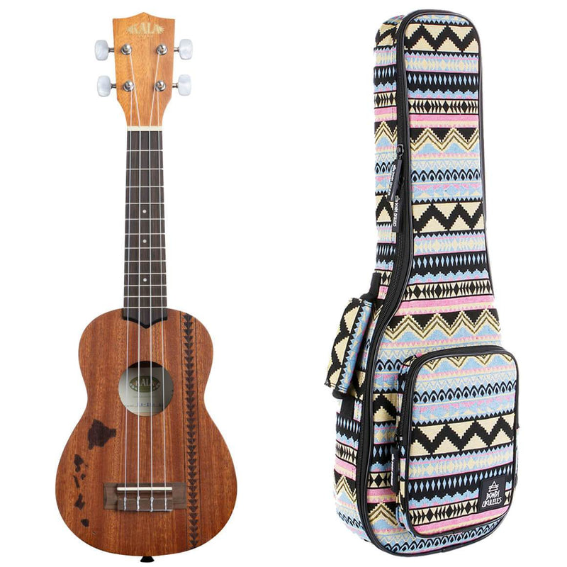 Kala Satin Mahogany Hawaiian Tattoo Soprano Ukulele