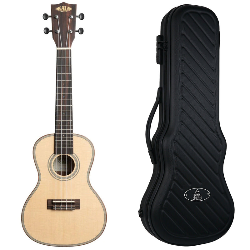 Kala Solid Spruce Top Striped Ebony Body Concert Ukulele