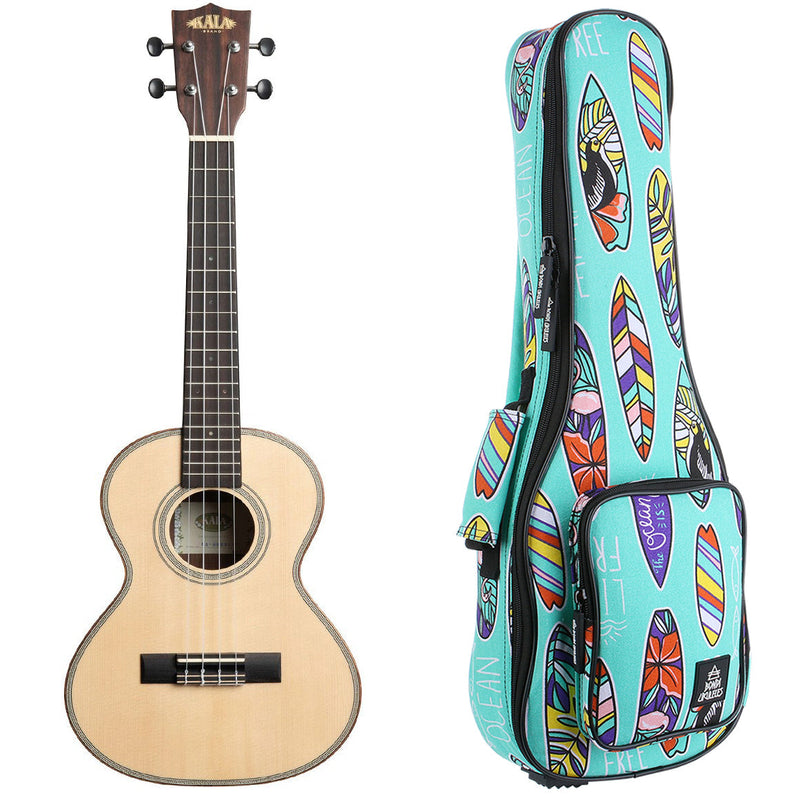 Kala Solid Spruce Top Striped Ebony Body Tenor Ukulele