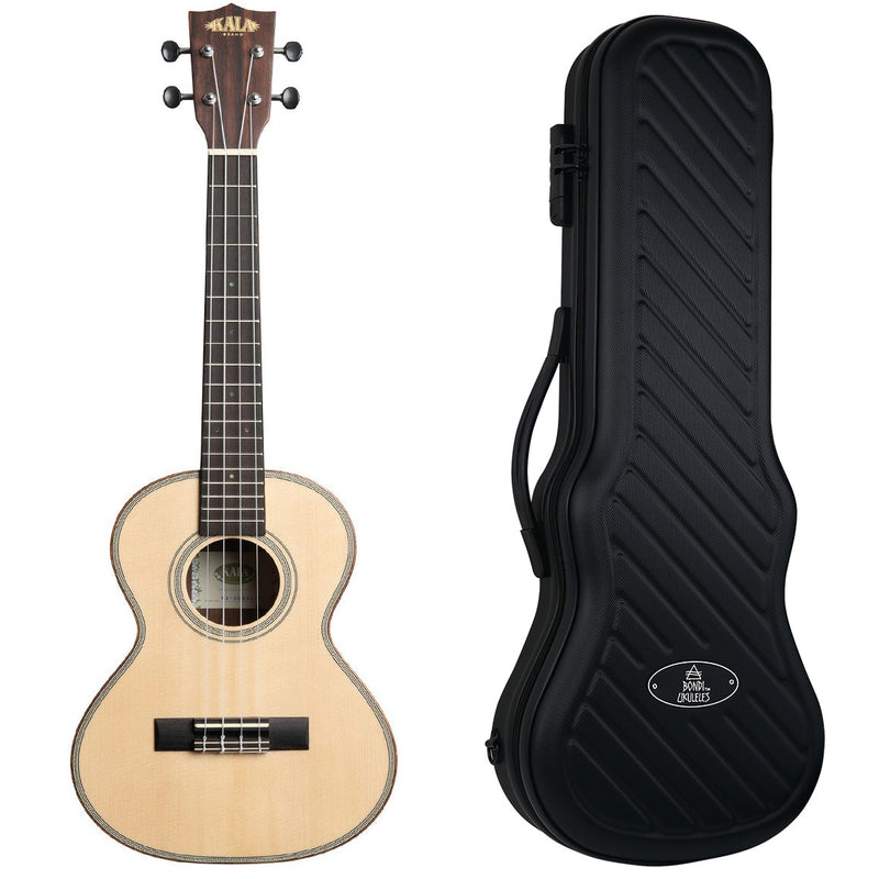 Kala Solid Spruce Top Striped Ebony Body Tenor Ukulele