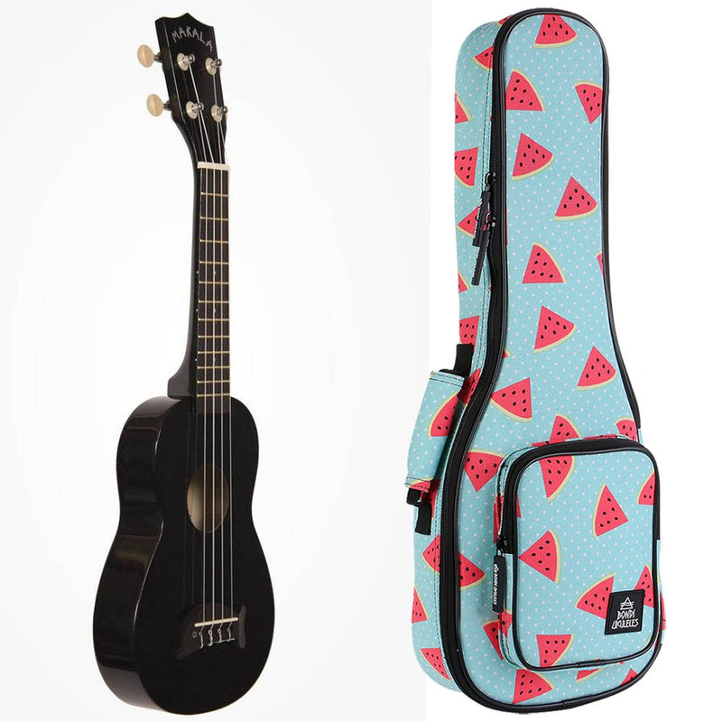 Makala Dolphin Soprano Ukulele Bundle - Black Sparkle