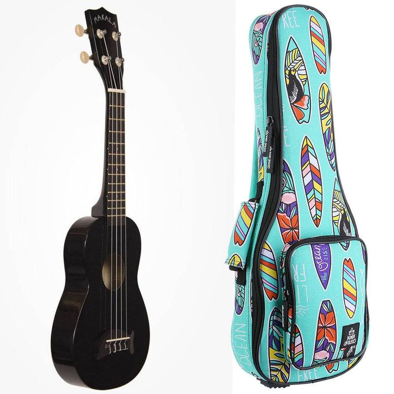 Makala Dolphin Soprano Ukulele Bundle - Black Sparkle