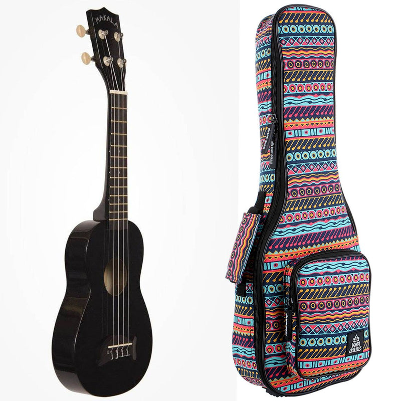 Makala Dolphin Soprano Ukulele Bundle - Black Sparkle