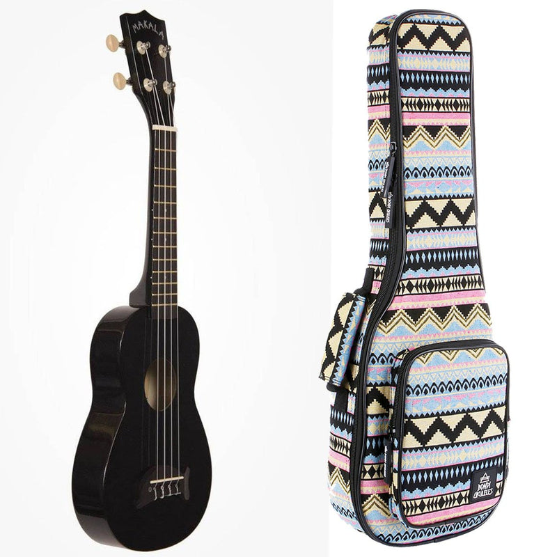 Makala Dolphin Soprano Ukulele Bundle - Black Sparkle
