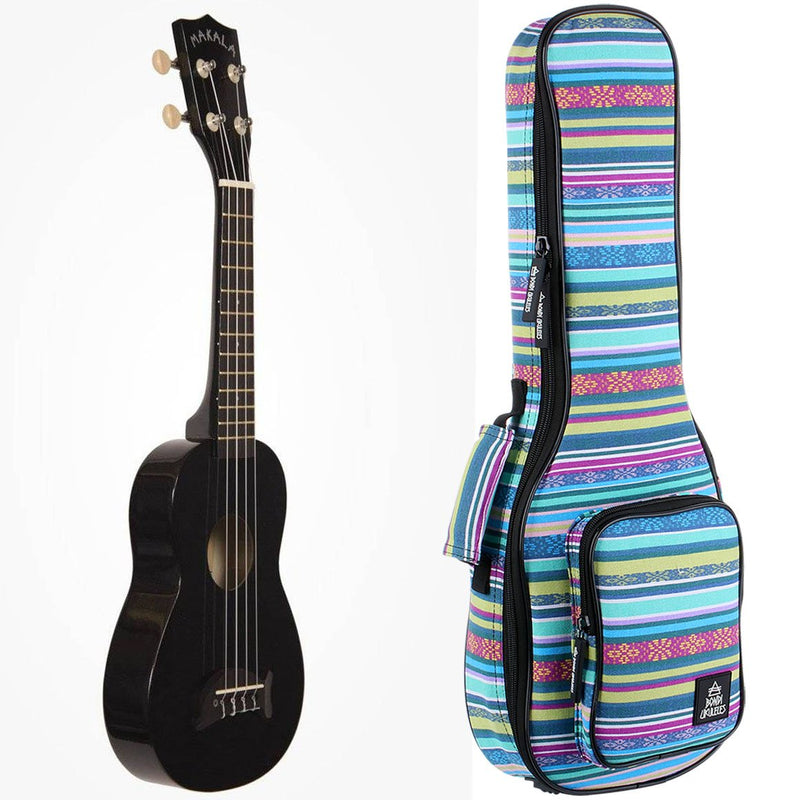 Makala Dolphin Soprano Ukulele Bundle - Black Sparkle